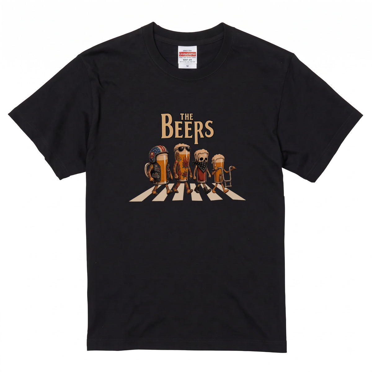 THE BEERS CHOPPER | アメリカンバイク チョッパー クラフトビール 横断歩道 筆文字 パロディ Tシャツ【ライダー・ハーレー乗り・父の日・プレゼントに最適】