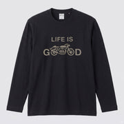 LIFE IS GOOD バイク ロンT クラシック カフェレーサー 長袖 Tシャツ オーガニックコットン リブ メンズ レディース バイク乗り ライダー ツーリング 服 ギフト