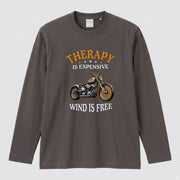 WIND IS FREE | モーターサイクル レトロ イラスト 英字ロゴ 長袖Tシャツ【バイク男子・バイク女子・ストリート・ギフト】