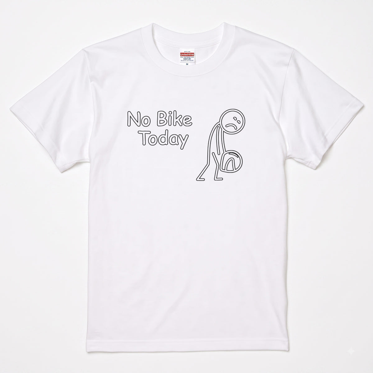 No Bike Today 悲しい棒人間黒Tシャツ | RIDERSMODE