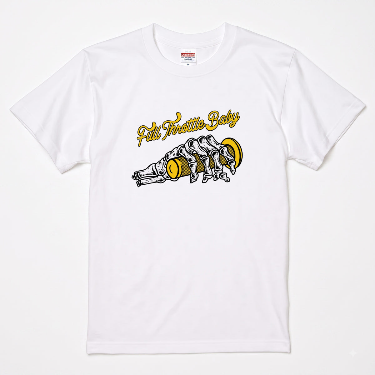 FULL THROTTLE | スケルトン ハンド アクセル グラフィック Tシャツ【バイク乗りの日常・カスタム・オシャレ・ギフトに最適】