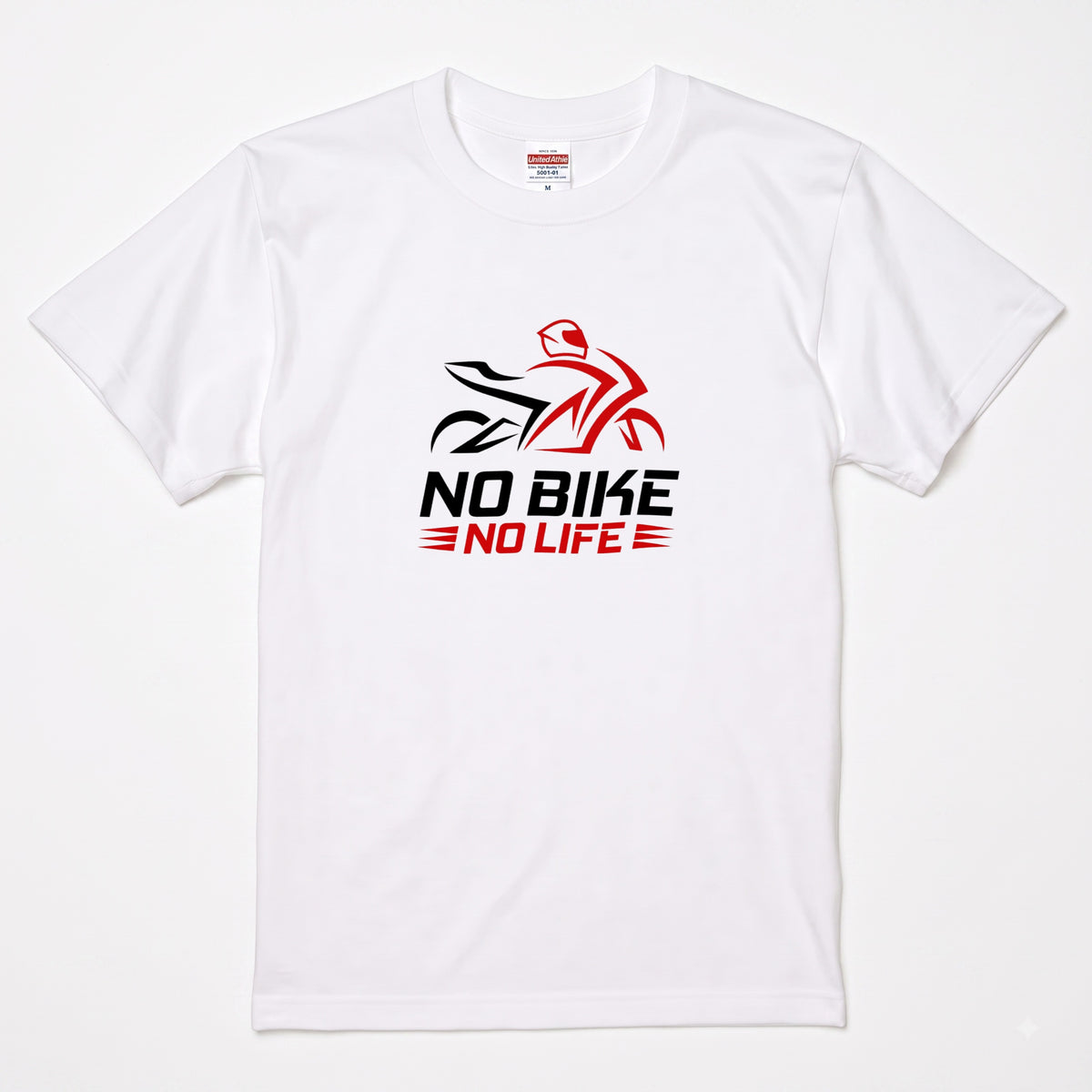 NO BIKE NO LIFE | バイクシルエット スタイリッシュ グラフィック Tシャツ【バイク乗りの日常・サーキット・オシャレ・ギフトに最適】