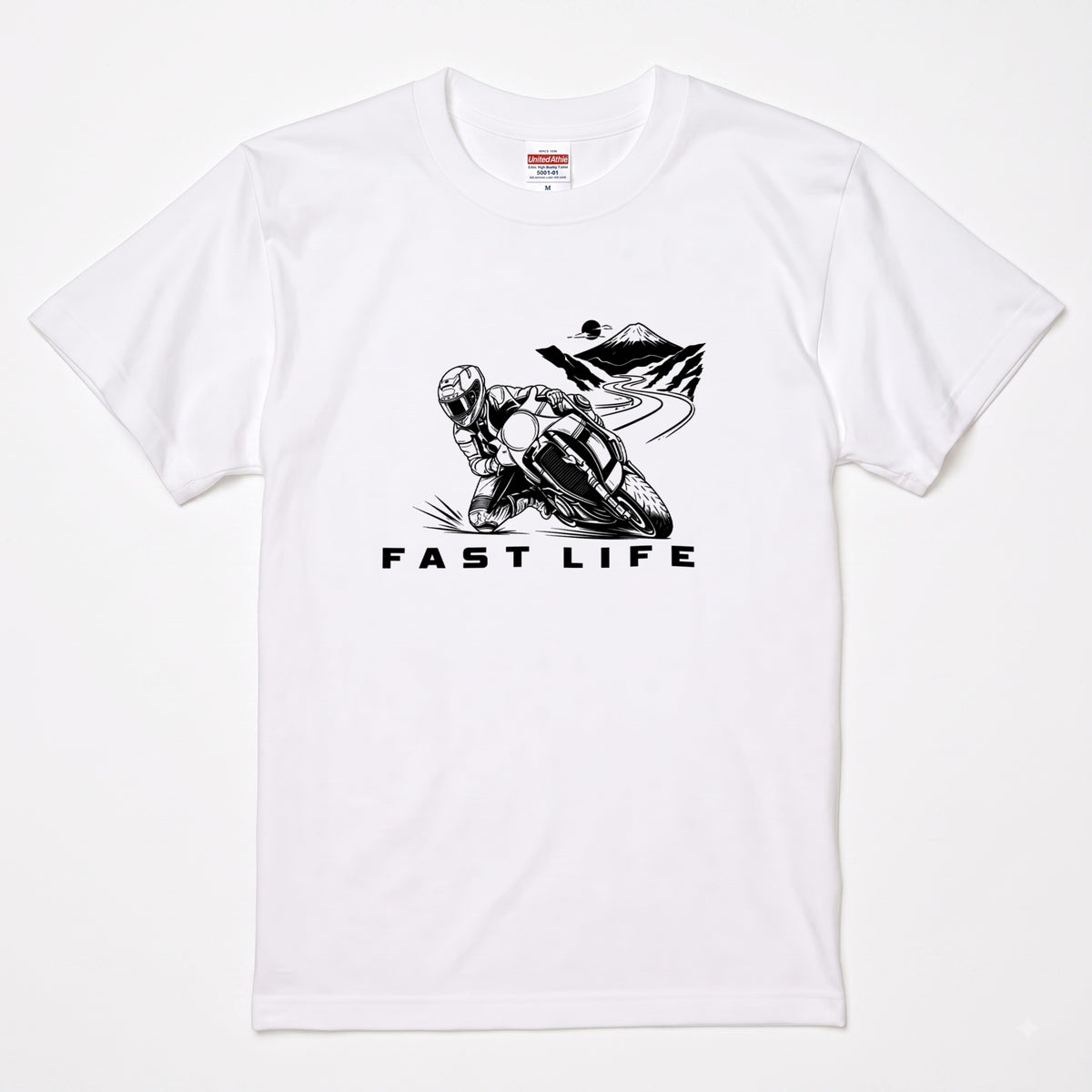 FAST LIFE | バイク 膝すり モーターサイクル マウンテンロード Tシャツ【バイク乗りの日常・峠・オシャレ・ギフトに最適】