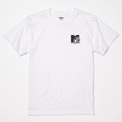 MOUNTAIN BIKING | ワンポイント レトロロゴ MTB 自転車男子 ストリート グラフィック Tシャツ【サイクルウェア・普段着・ツーリング・ユニセックス・ギフトに最適】