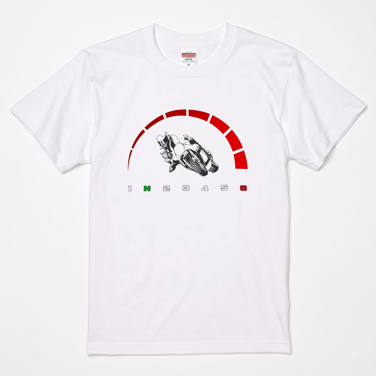 スーパースポーツ | 1N23456 シフトパターン レッドゾーン ライダー Tシャツ【バイク好き・SS・ワインディング・サーキット・誕生日ギフトに最適】