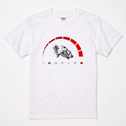 スーパースポーツ | 1N23456 シフトパターン レッドゾーン ライダー Tシャツ【バイク好き・SS・ワインディング・サーキット・誕生日ギフトに最適】