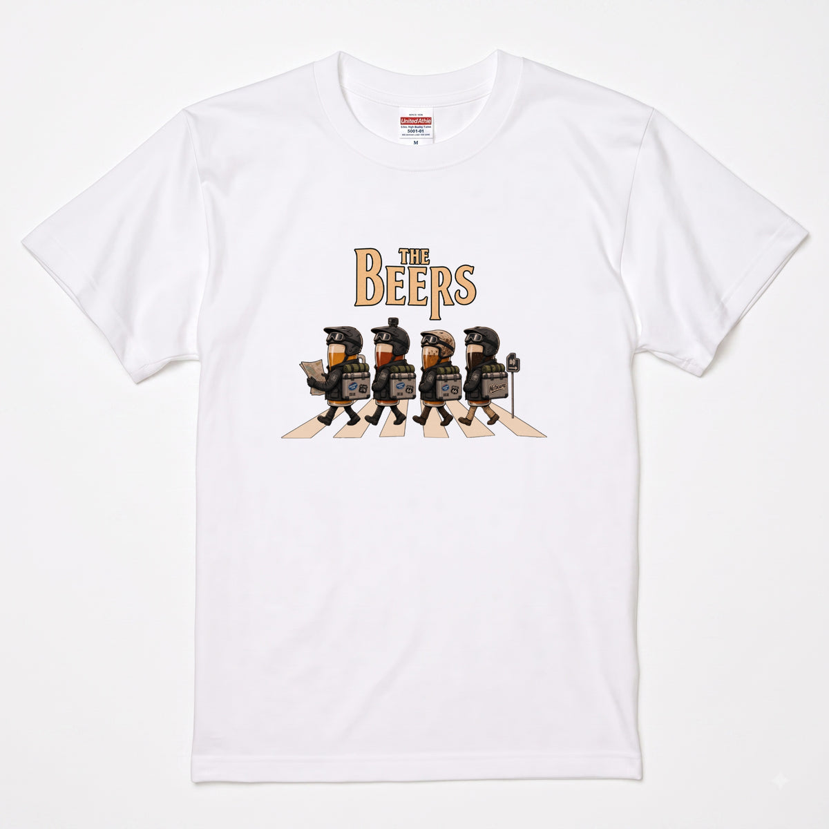 THE BEERS Adventure | ロングツーリング アドベンチャーバイク クラフトビール 横断歩道 パロディ Tシャツ【ライダー・バイク旅・父の日・イベント・プレゼントに最適】
