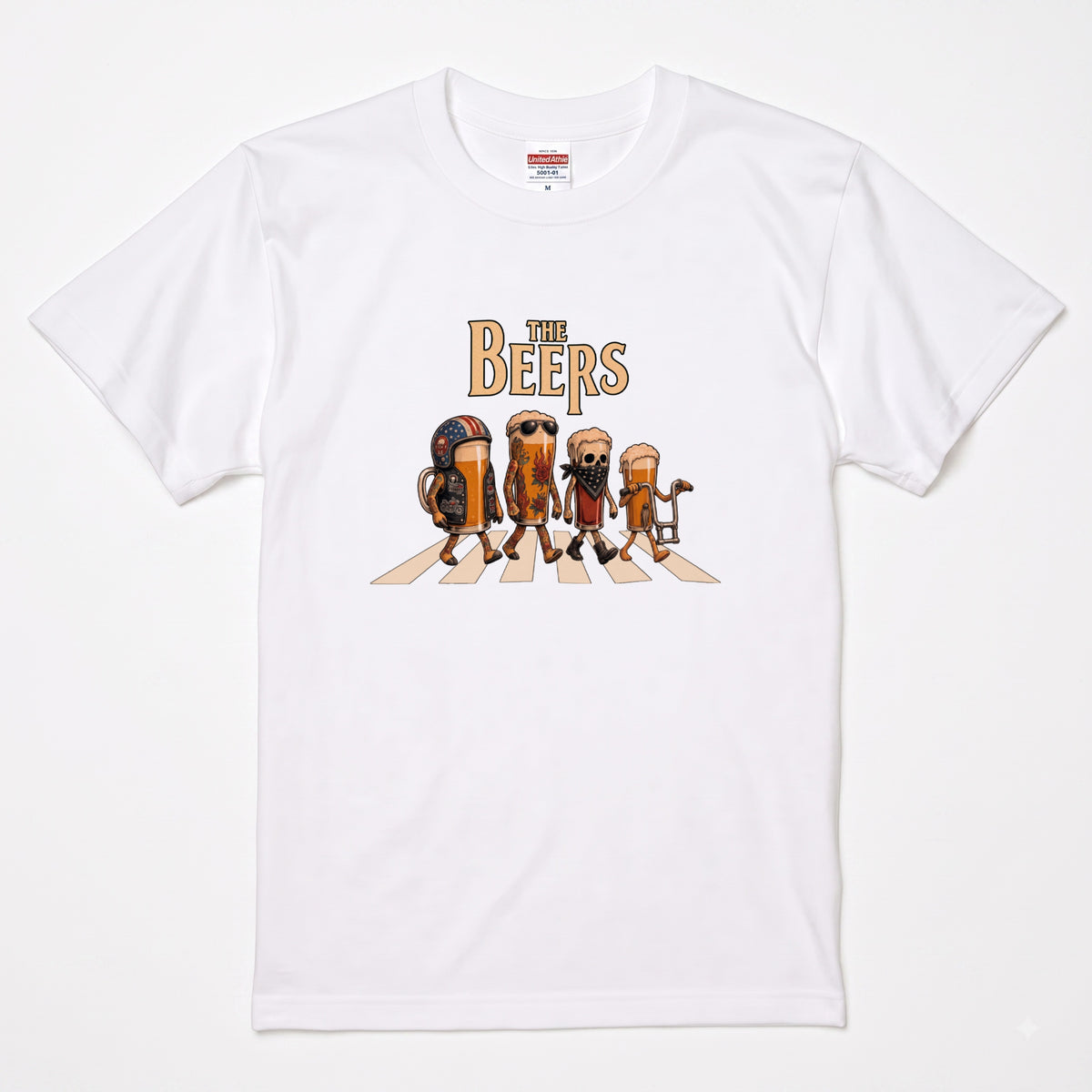 THE BEERS CHOPPER | アメリカンバイク チョッパー クラフトビール 横断歩道 筆文字 パロディ Tシャツ【ライダー・ハーレー乗り・父の日・プレゼントに最適】