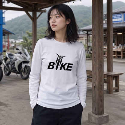 BIKE LOGO | バイク モーターサイクル フロントフェイス ロゴ イラスト 長袖Tシャツ【バイク好き・ライダー・ストリート・プレゼントに最適】