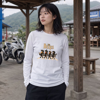 【キャンプ＆バイク好き必見】THE BEERS ロングスリーブ Tシャツ アドベンチャー ツーリング バイクウェア お酒好き ビール カジュアル プレゼント