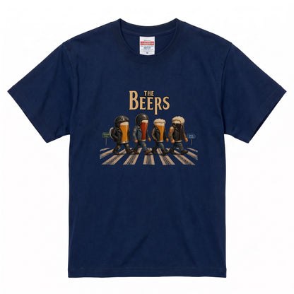 THE BEERS Neoclassic  | バイク 狂 クラフトビール 横断歩道 ゆるかわ パロディ Tシャツ【バイク好き・ライダー・父の日・イベント・プレゼントに最適】