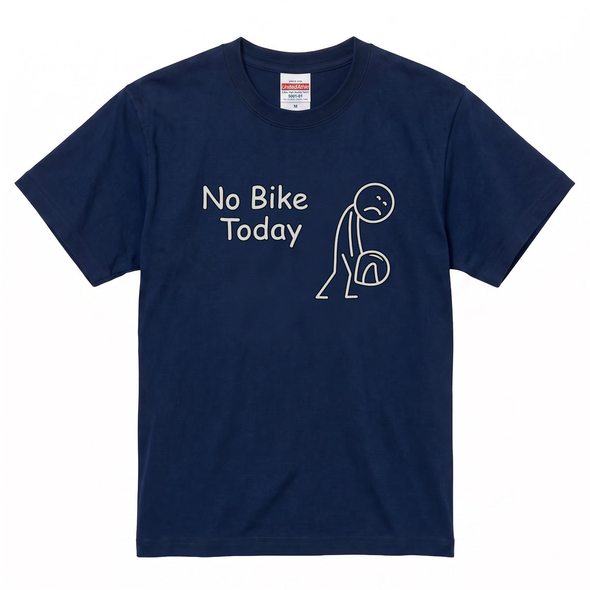 No Bike Today 悲しい棒人間黒Tシャツ | RIDERSMODE
