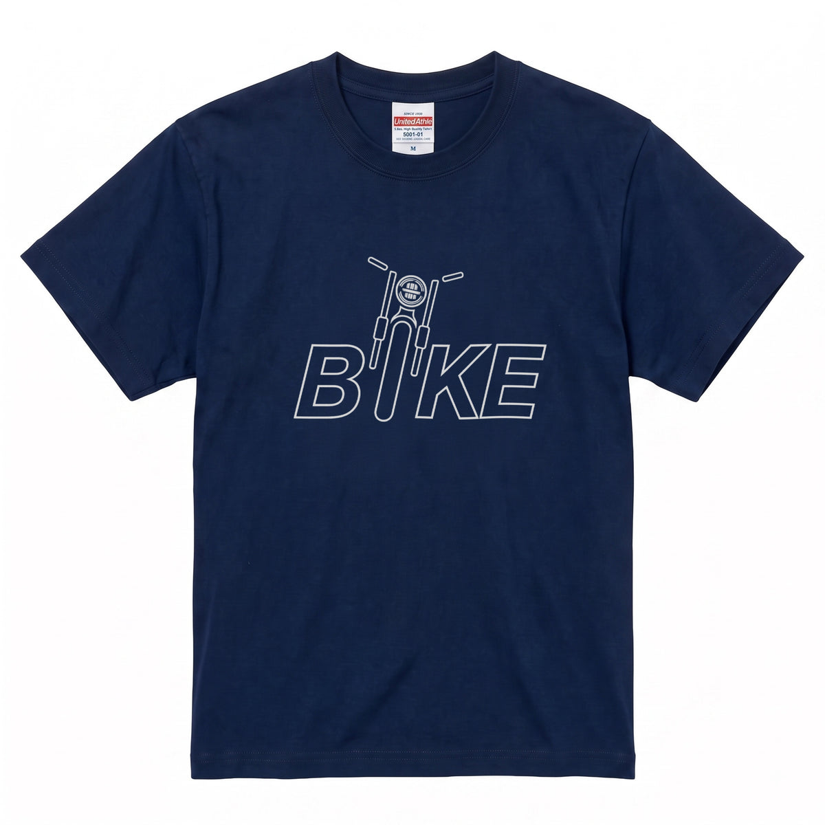 BIKE TYPO | バイク シルエット 英字ロゴ モーターサイクル グラフィック Tシャツ【バイク乗りの日常・普段着・オシャレ・ギフトに最適】
