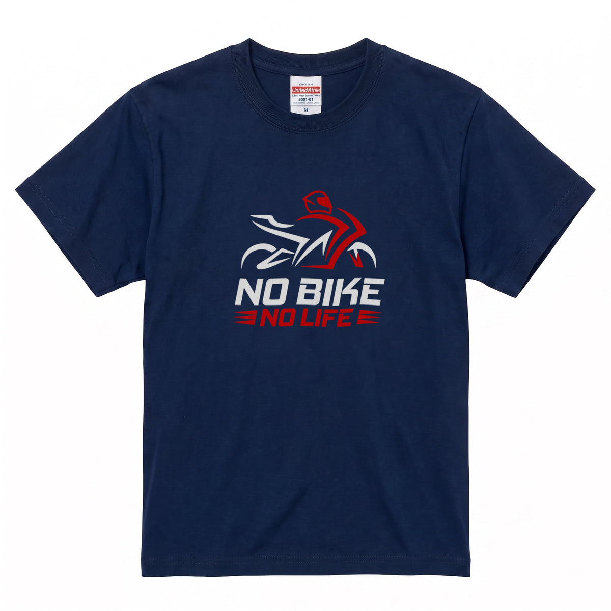 NO BIKE NO LIFE | バイクシルエット スタイリッシュ グラフィック Tシャツ【バイク乗りの日常・サーキット・オシャレ・ギフトに最適】