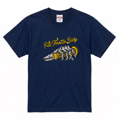 FULL THROTTLE | スケルトン ハンド アクセル グラフィック Tシャツ【バイク乗りの日常・カスタム・オシャレ・ギフトに最適】