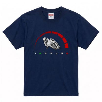 スーパースポーツ | 1N23456 シフトパターン レッドゾーン ライダー Tシャツ【バイク好き・SS・ワインディング・サーキット・誕生日ギフトに最適】