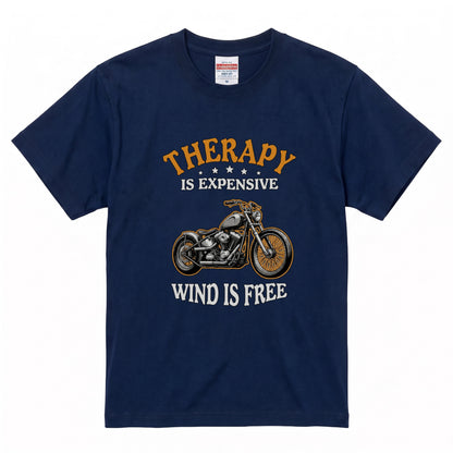 THERAPY & WIND | ビンテージ チョッパー モーターサイクル レトロ グラフィック Tシャツ【バイク乗りの日常・ツーリング・オシャレ・ギフトに最適】