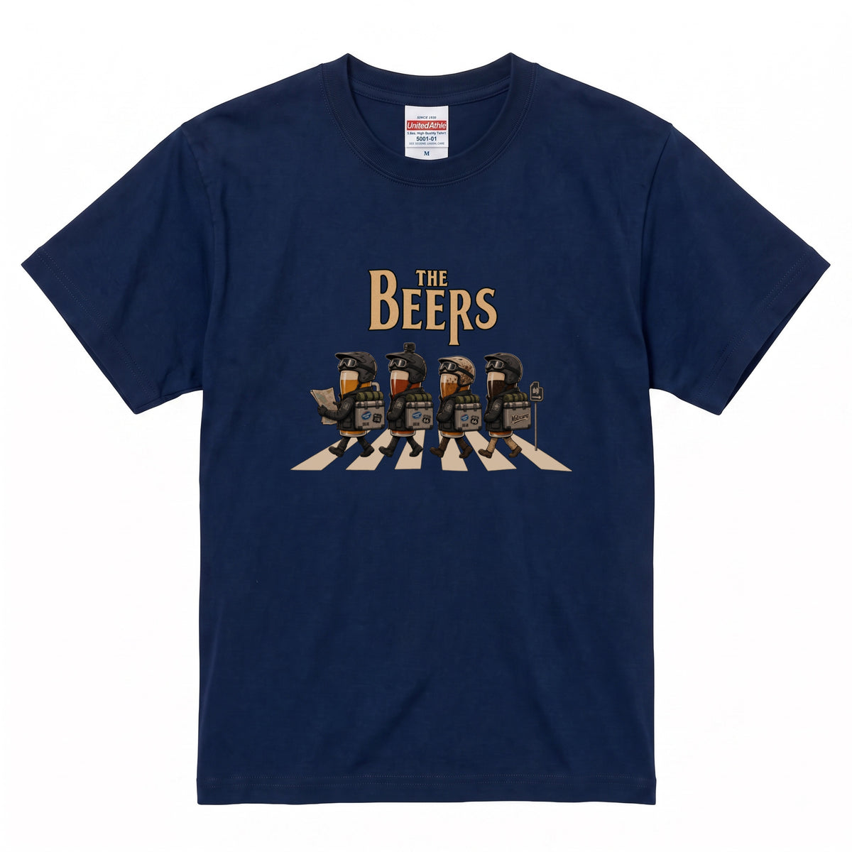 THE BEERS Adventure | ロングツーリング アドベンチャーバイク クラフトビール 横断歩道 パロディ Tシャツ【ライダー・バイク旅・父の日・イベント・プレゼントに最適】