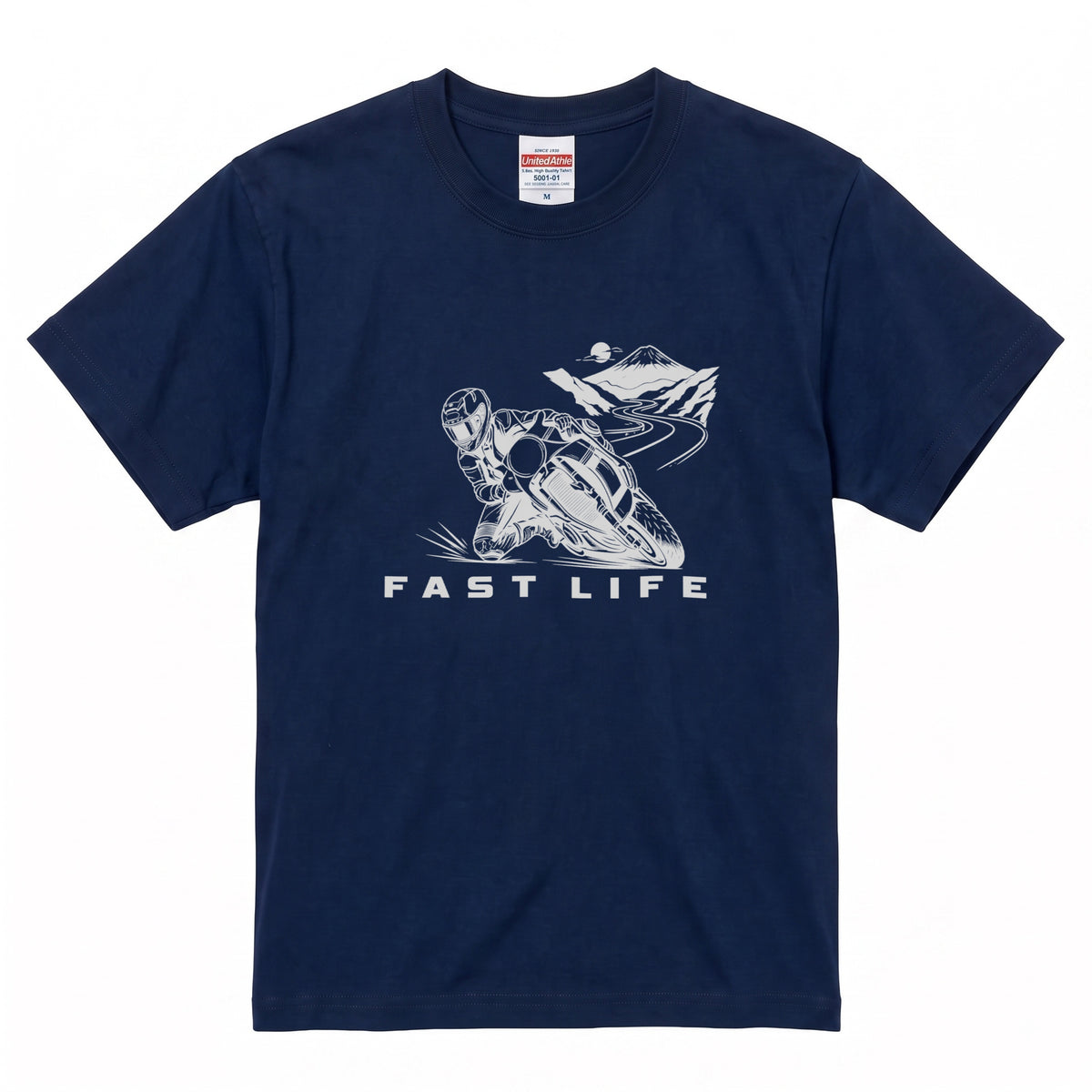 FAST LIFE | バイク 膝すり モーターサイクル マウンテンロード Tシャツ【バイク乗りの日常・峠・オシャレ・ギフトに最適】