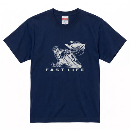 FAST LIFE | バイク 膝すり モーターサイクル マウンテンロード Tシャツ【バイク乗りの日常・峠・オシャレ・ギフトに最適】