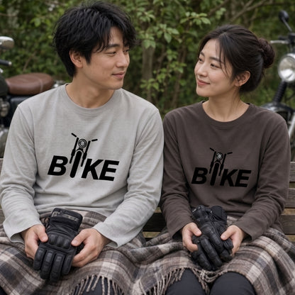 BIKE LOGO | バイク モーターサイクル フロントフェイス ロゴ イラスト 長袖Tシャツ【バイク好き・ライダー・ストリート・プレゼントに最適】