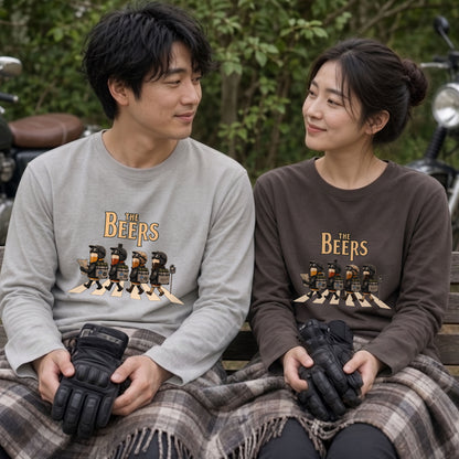 【キャンプ＆バイク好き必見】THE BEERS ロングスリーブ Tシャツ アドベンチャー ツーリング バイクウェア お酒好き ビール カジュアル プレゼント