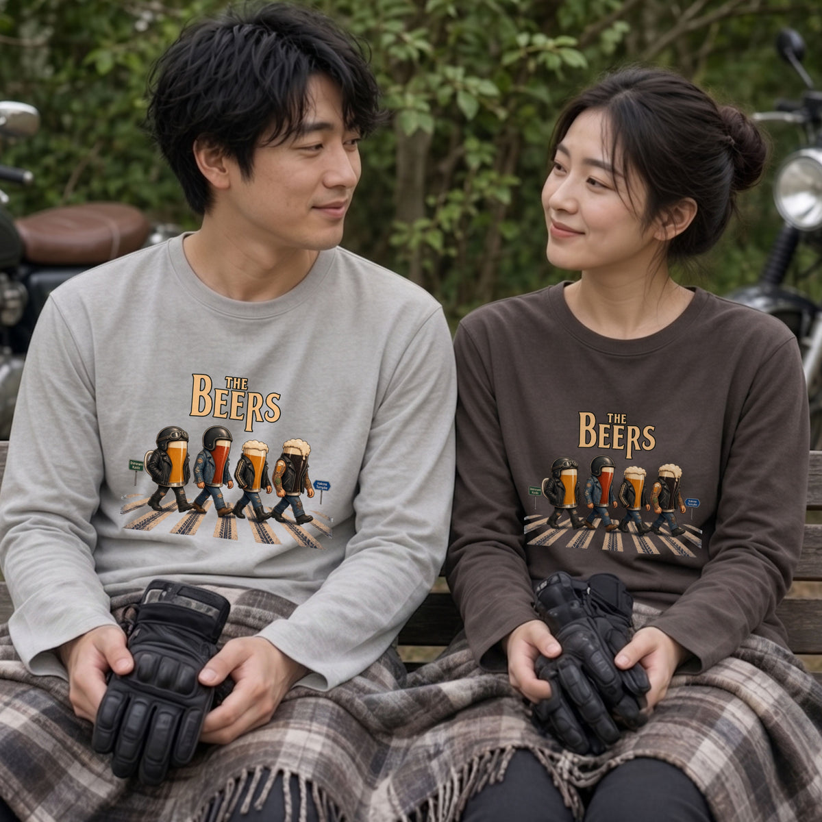THE BEERS ロングスリーブ Tシャツ バイク乗り お酒好き ツーリング キャンプ バイクウェア カジュアル プレゼント