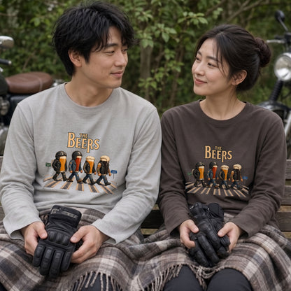 THE BEERS ロングスリーブ Tシャツ バイク乗り お酒好き ツーリング キャンプ バイクウェア カジュアル プレゼント