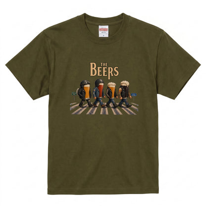 THE BEERS Neoclassic  | バイク 狂 クラフトビール 横断歩道 ゆるかわ パロディ Tシャツ【バイク好き・ライダー・父の日・イベント・プレゼントに最適】