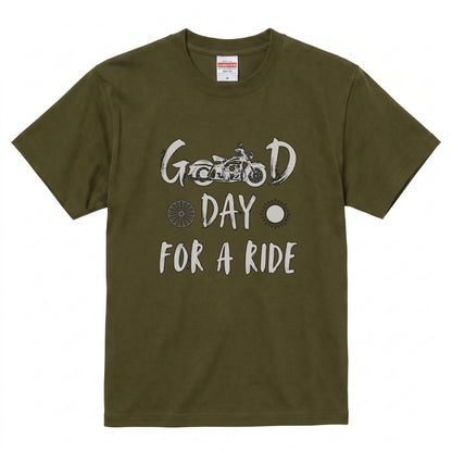 GOOD DAY FOR A RIDE | ビンテージ モーターサイクル 手書き風 グラフィック Tシャツ【バイク乗りの日常・ツーリング・オシャレ・ギフトに最適】