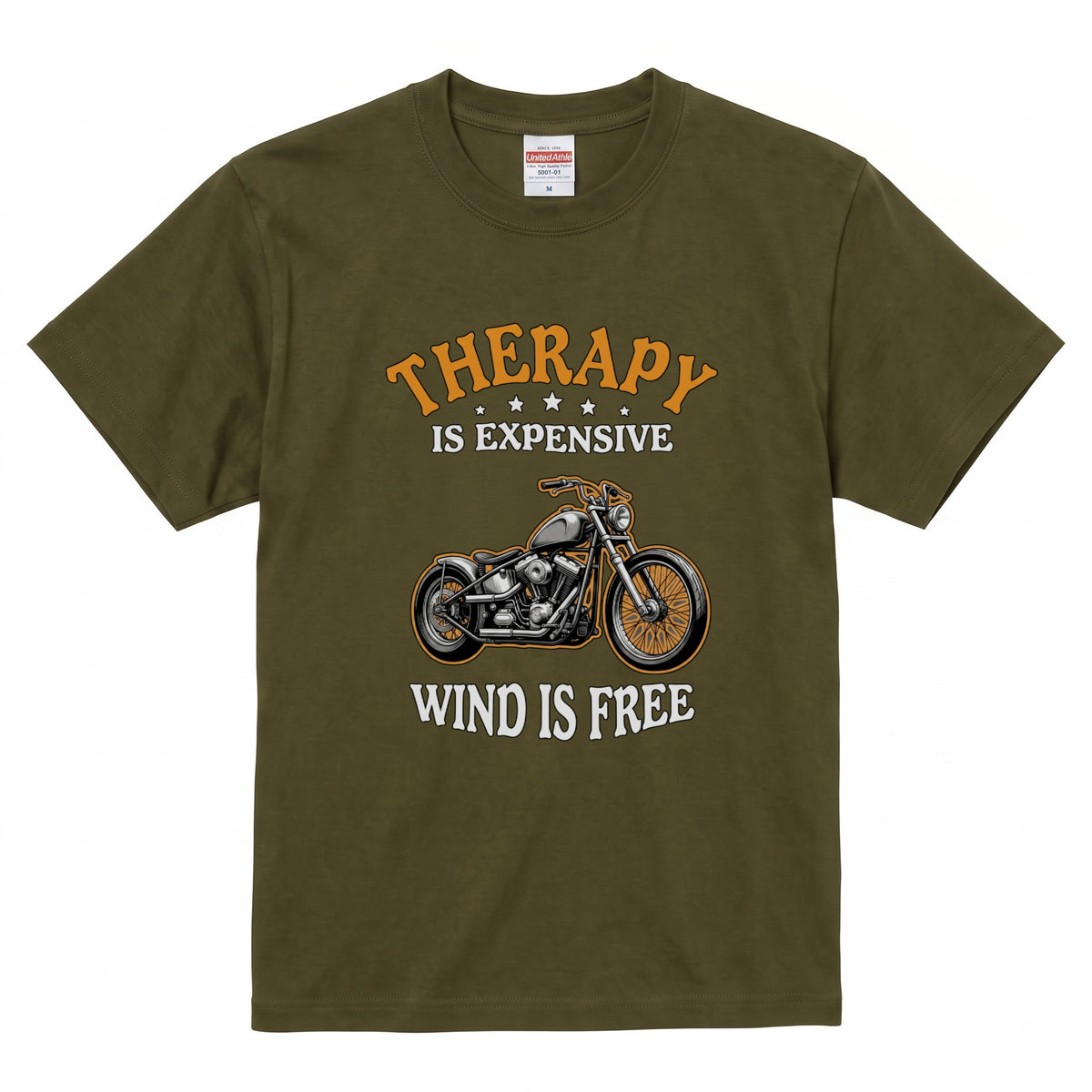THERAPY & WIND | ビンテージ チョッパー モーターサイクル レトロ グラフィック Tシャツ【バイク乗りの日常・ツーリング・オシャレ・ギフトに最適】