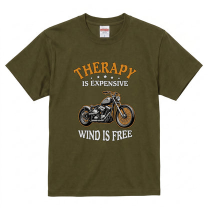THERAPY & WIND | ビンテージ チョッパー モーターサイクル レトロ グラフィック Tシャツ【バイク乗りの日常・ツーリング・オシャレ・ギフトに最適】
