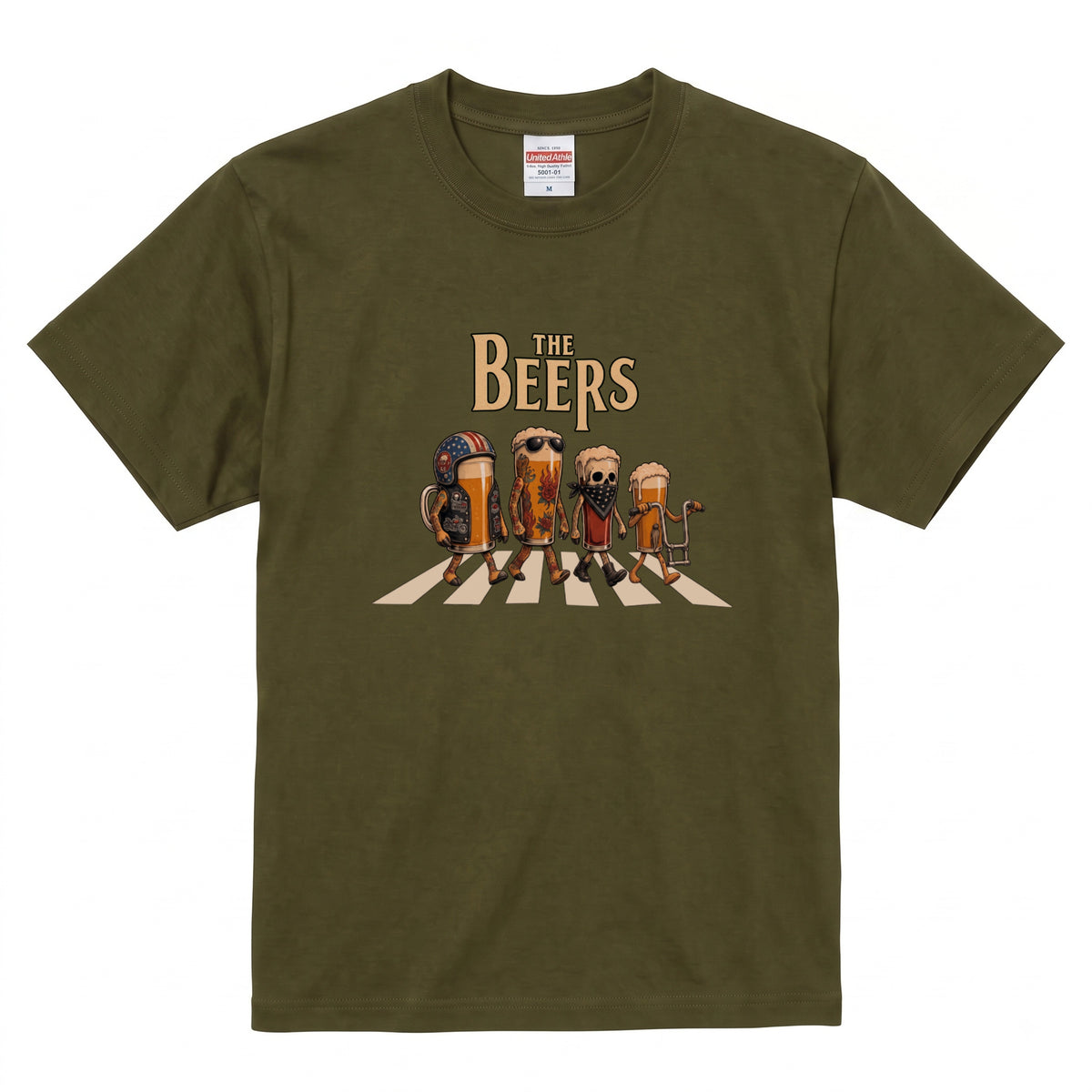 THE BEERS CHOPPER | アメリカンバイク チョッパー クラフトビール 横断歩道 筆文字 パロディ Tシャツ【ライダー・ハーレー乗り・父の日・プレゼントに最適】