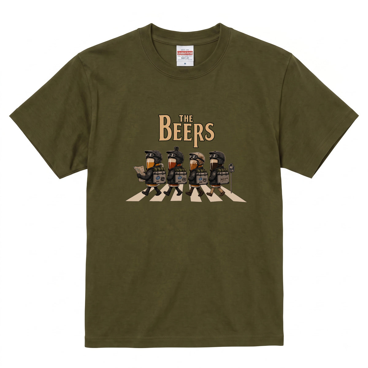 THE BEERS Adventure | ロングツーリング アドベンチャーバイク クラフトビール 横断歩道 パロディ Tシャツ【ライダー・バイク旅・父の日・イベント・プレゼントに最適】