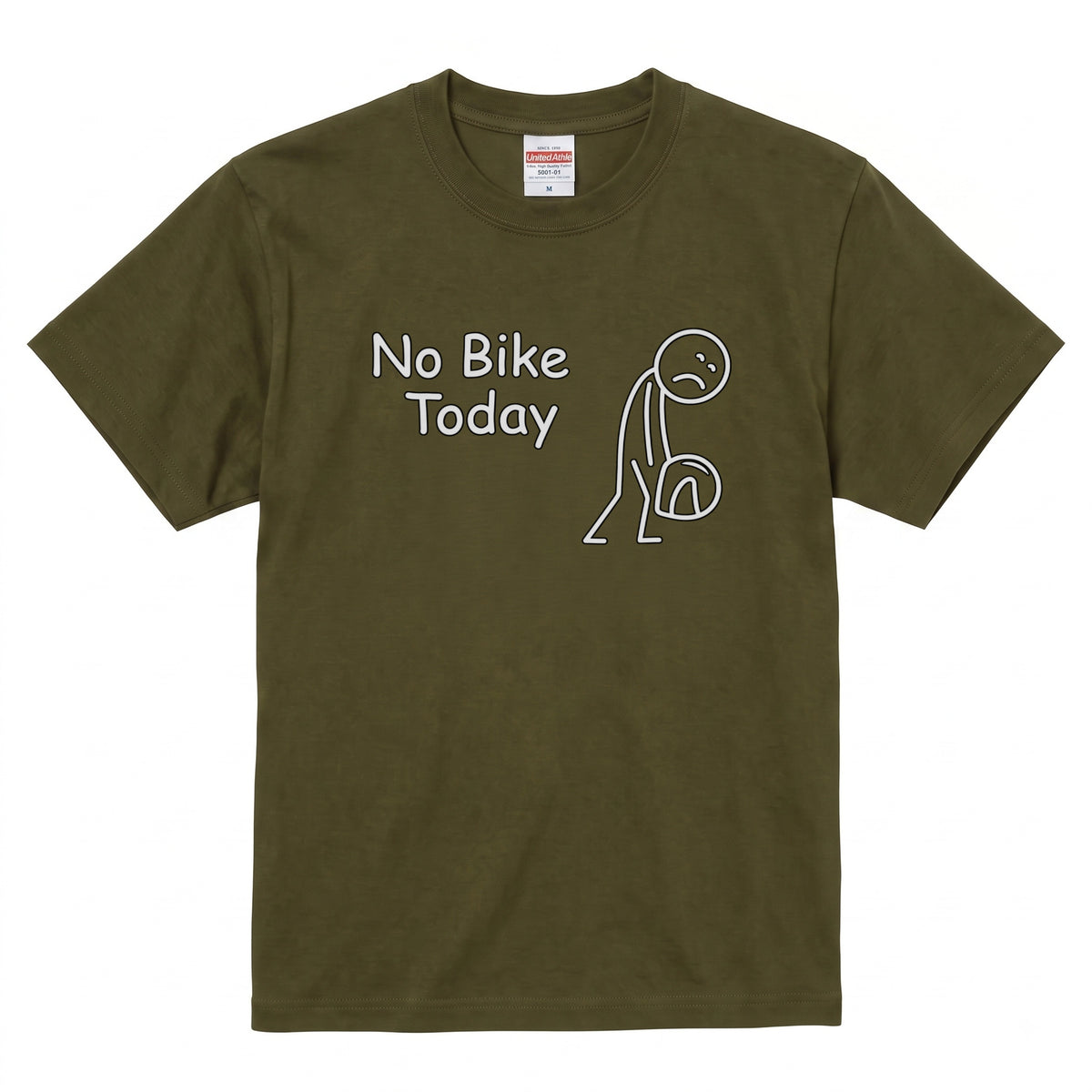No Bike Today 悲しい棒人間黒Tシャツ | RIDERSMODE