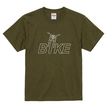BIKE TYPO | バイク シルエット 英字ロゴ モーターサイクル グラフィック Tシャツ【バイク乗りの日常・普段着・オシャレ・ギフトに最適】
