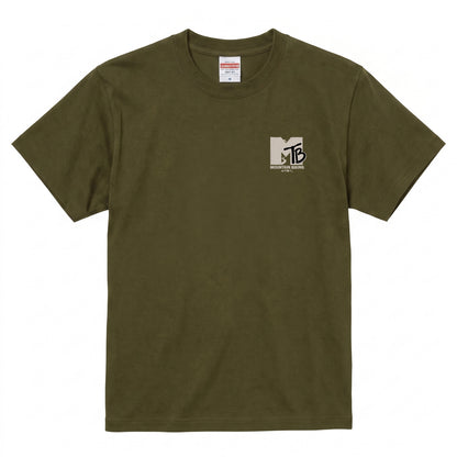 MOUNTAIN BIKING | ワンポイント レトロロゴ MTB 自転車男子 ストリート グラフィック Tシャツ【サイクルウェア・普段着・ツーリング・ユニセックス・ギフトに最適】