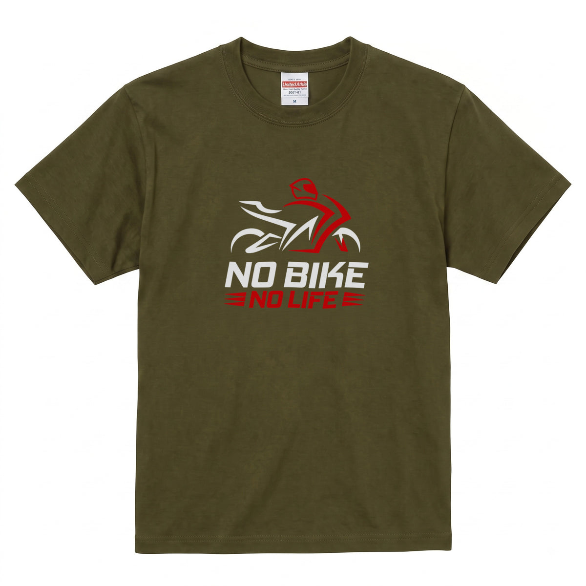 NO BIKE NO LIFE | バイクシルエット スタイリッシュ グラフィック Tシャツ【バイク乗りの日常・サーキット・オシャレ・ギフトに最適】
