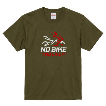 NO BIKE NO LIFE | バイクシルエット スタイリッシュ グラフィック Tシャツ【バイク乗りの日常・サーキット・オシャレ・ギフトに最適】
