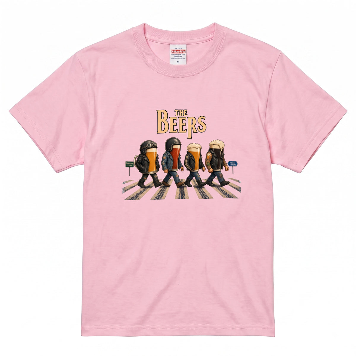 THE BEERS Neoclassic  | バイク 狂 クラフトビール 横断歩道 ゆるかわ パロディ Tシャツ【バイク好き・ライダー・父の日・イベント・プレゼントに最適】