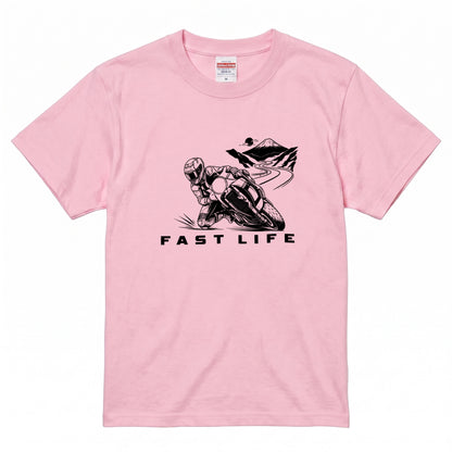 FAST LIFE | バイク 膝すり モーターサイクル マウンテンロード Tシャツ【バイク乗りの日常・峠・オシャレ・ギフトに最適】