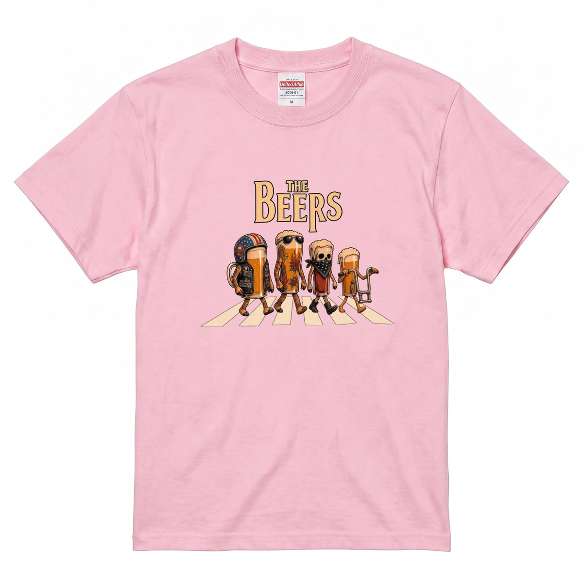 THE BEERS CHOPPER | アメリカンバイク チョッパー クラフトビール 横断歩道 筆文字 パロディ Tシャツ【ライダー・ハーレー乗り・父の日・プレゼントに最適】