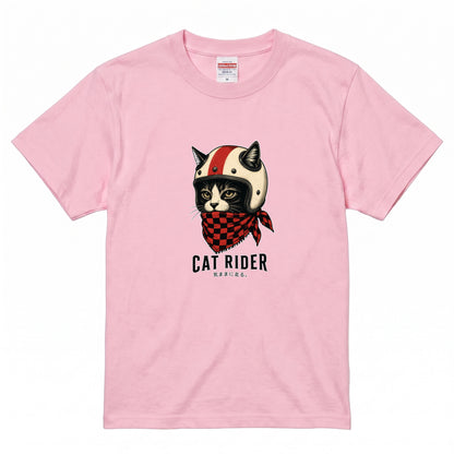VINTAGE CAT RIDER | クラシック ヘルメット 猫グラフィック アメカジ モーターサイクル Tシャツ【バイカーファッション・普段着・ツーリング・ユニセックス・ギフトに最適】