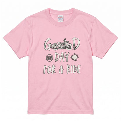 GOOD DAY FOR A RIDE | ビンテージ モーターサイクル 手書き風 グラフィック Tシャツ【バイク乗りの日常・ツーリング・オシャレ・ギフトに最適】