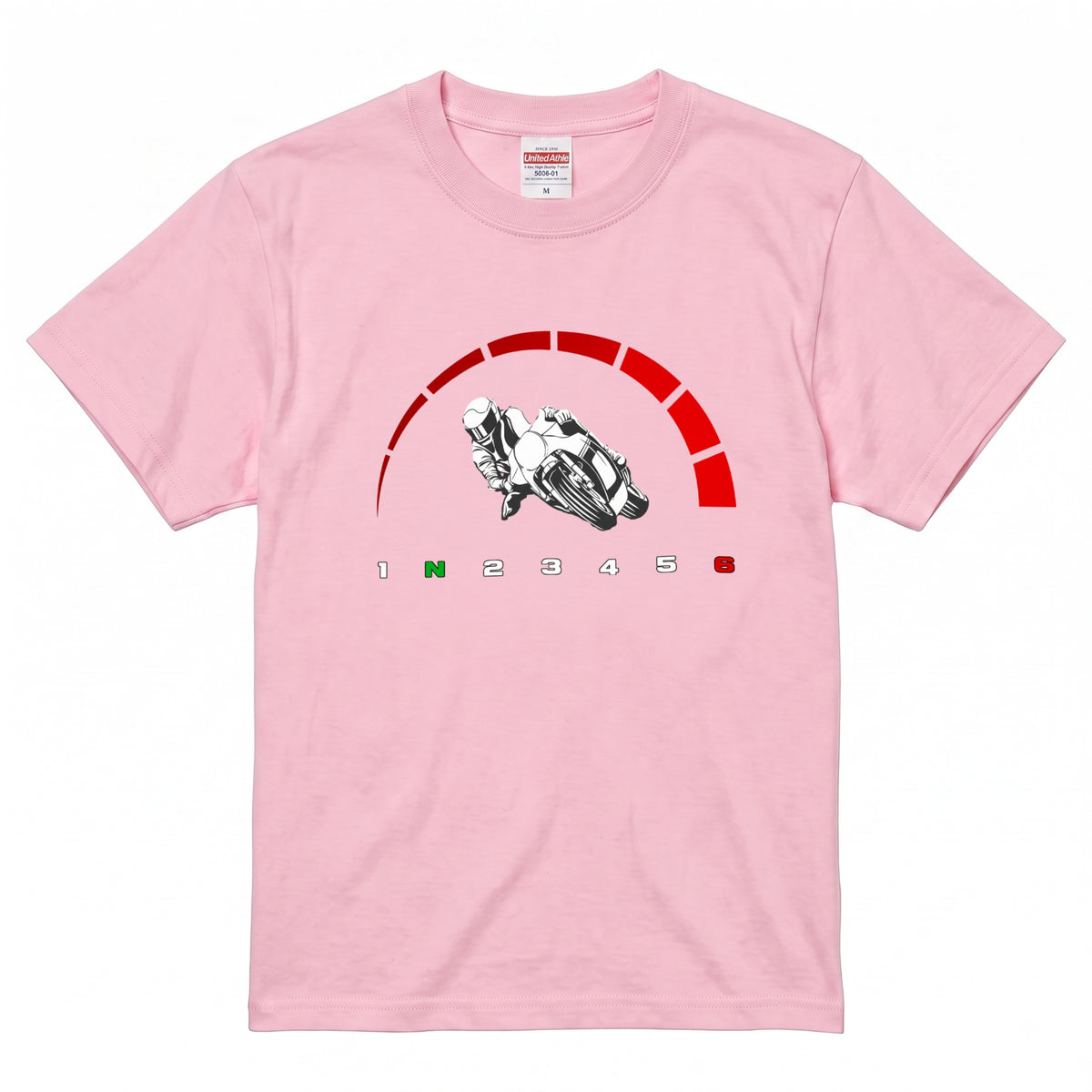 スーパースポーツ | 1N23456 シフトパターン レッドゾーン ライダー Tシャツ【バイク好き・SS・ワインディング・サーキット・誕生日ギフトに最適】