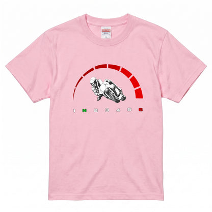 スーパースポーツ | 1N23456 シフトパターン レッドゾーン ライダー Tシャツ【バイク好き・SS・ワインディング・サーキット・誕生日ギフトに最適】