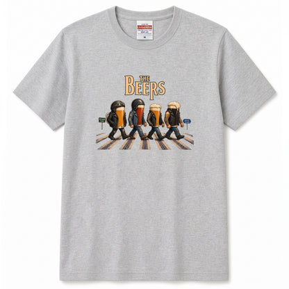 THE BEERS Neoclassic  | バイク 狂 クラフトビール 横断歩道 ゆるかわ パロディ Tシャツ【バイク好き・ライダー・父の日・イベント・プレゼントに最適】