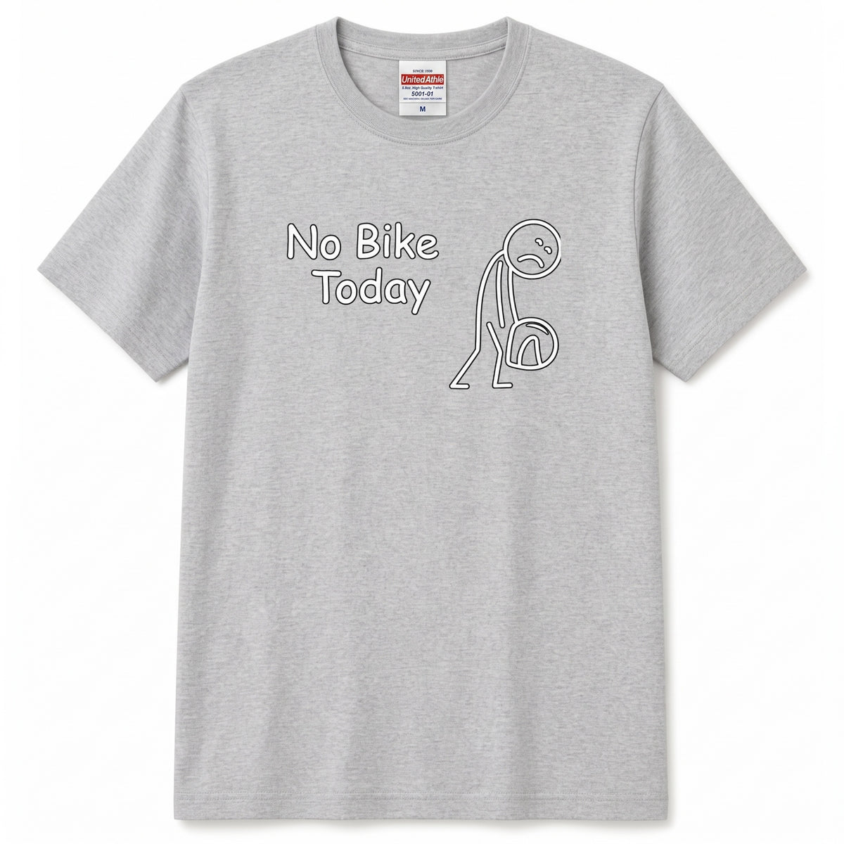 No Bike Today 悲しい棒人間黒Tシャツ | RIDERSMODE