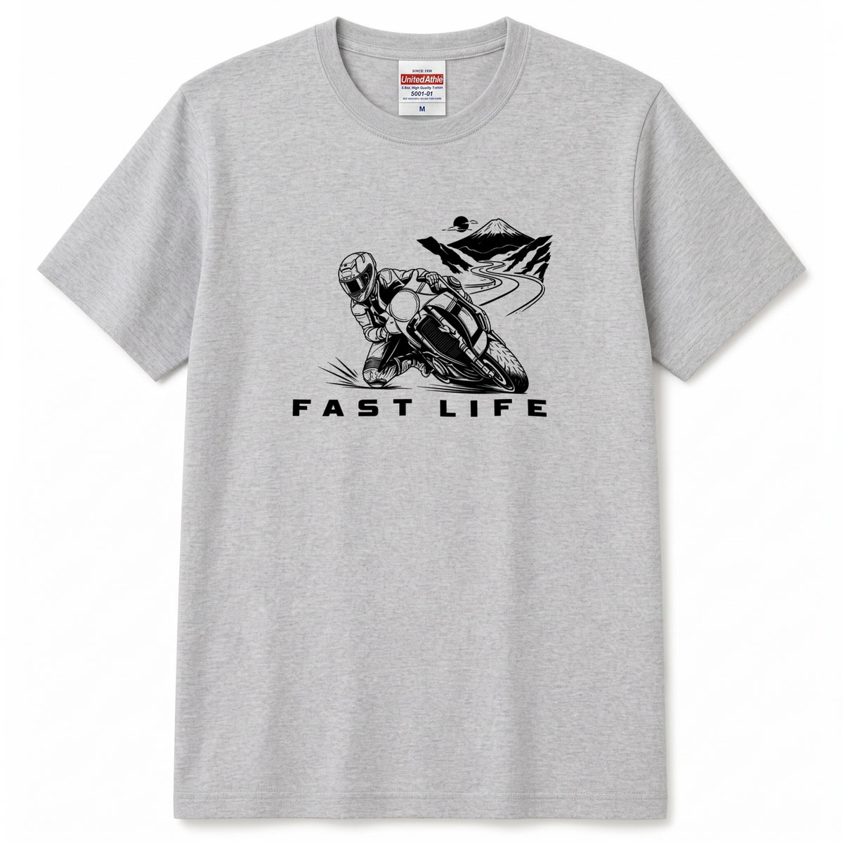 FAST LIFE | バイク 膝すり モーターサイクル マウンテンロード Tシャツ【バイク乗りの日常・峠・オシャレ・ギフトに最適】