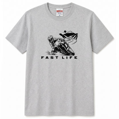 FAST LIFE | バイク 膝すり モーターサイクル マウンテンロード Tシャツ【バイク乗りの日常・峠・オシャレ・ギフトに最適】